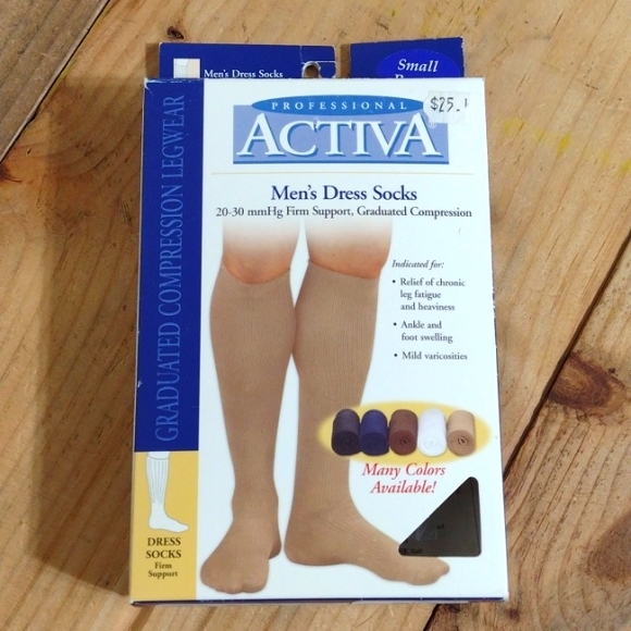 Activa 20-30mmHg Firm Support Graduated Compression Men's Dress Socks Brown NWT - Picture 2 of 9